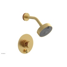 Phylrich 4-677-24BX042 - Burnished Gold Jolie Pressure Balance Shower Set With Round Diverter Trim, Round Cutaway Handle, A
