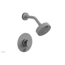 Phylrich 4-677-050X041 - Satin White Jolie Pressure Balance Shower Set With Round Diverter Trim, Round Cutaway Handle, And