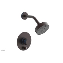 Phylrich 4-677-05WX043 - Weathered Copper Jolie Pressure Balance Shower Set With Round Diverter Trim, Round Cutaway Handle,
