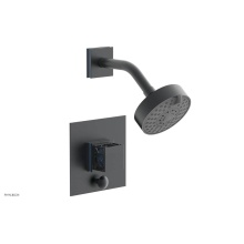 Phylrich 4-678-15GX043 - Gunmetal Gray Jolie Pressure Balance Shower Set With Square Diverter Trim, Square Cutaway Handle,