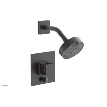 Phylrich 4-678-15GX045 - Gunmetal Gray Jolie Pressure Balance Shower Set With Square Diverter Trim, Square Cutaway Handle,