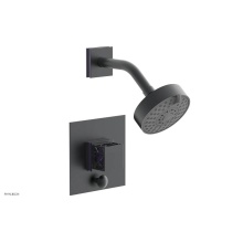 Phylrich 4-678-15GX046 - Gunmetal Gray Jolie Pressure Balance Shower Set With Square Diverter Trim, Square Cutaway Handle,