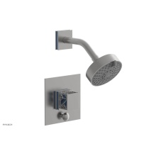 Phylrich 4-678/26DX043 - Satin Chrome Jolie Pressure Balance Shower Set With Square Diverter Trim, Square Cutaway Handle, A