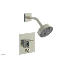 Phylrich 4-678/015X043 - Satin Nickel Jolie Pressure Balance Shower Set With Square Diverter Trim, Square Cutaway Handle, A