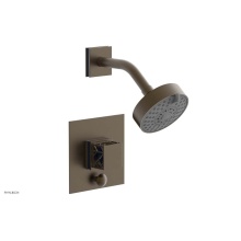 Phylrich 4-678-OEBX044 - Old English Brass Jolie Pressure Balance Shower Set With Square Diverter Trim, Square Cutaway Hand
