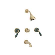 Phylrich K2338F-SF3 - VALENCIA Three Handle ''Green Marble'' Tub and Shower Set K2338F