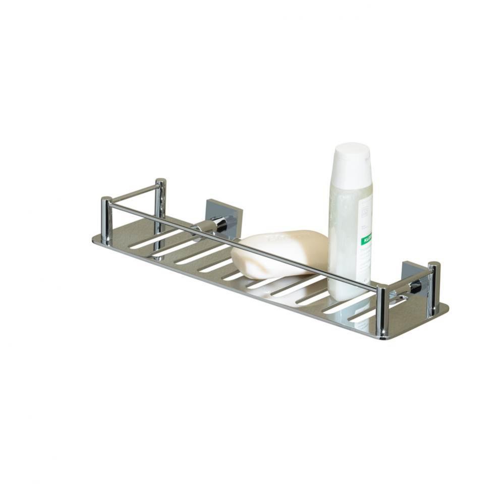 Essentials Chrome Rectangular Shower Shelf With Square Backplates 11 3/4'' X 2 1/2'