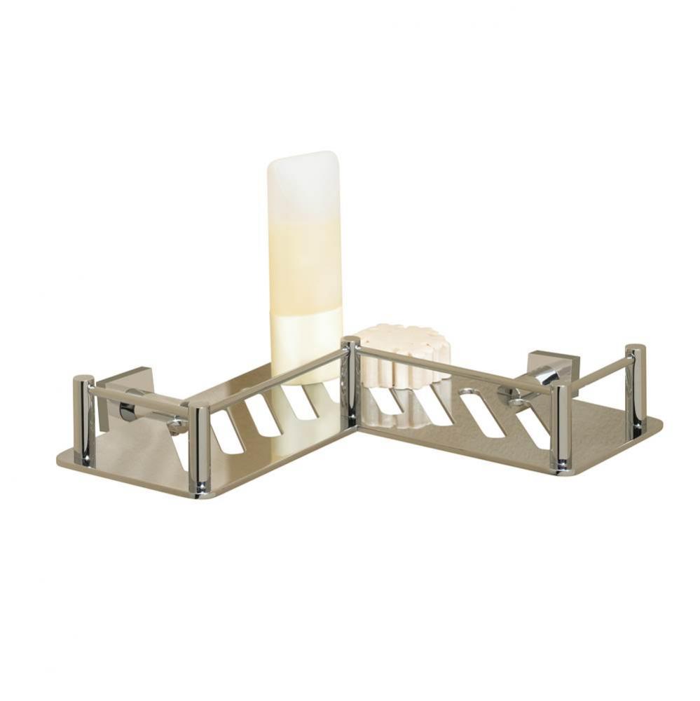 Essentials Chrome L-Shaped Shower Shelf With Square Backplates 7 7/8'' X 7 7/8'&apo