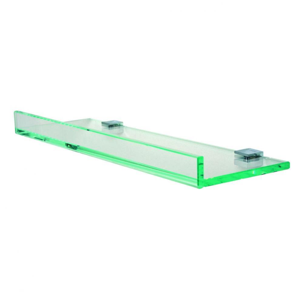 Tetris R Chrome Glass Shelf W/1'' Front Lip And Square Back Plate - 19 3/4'' X