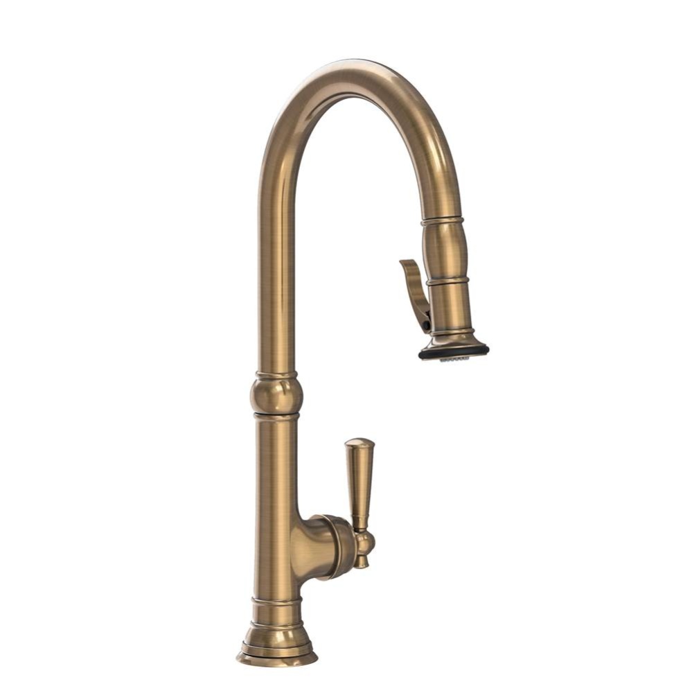 Jacobean Pull-Down Kitchen Faucet - Trigger Spray Antique Brass