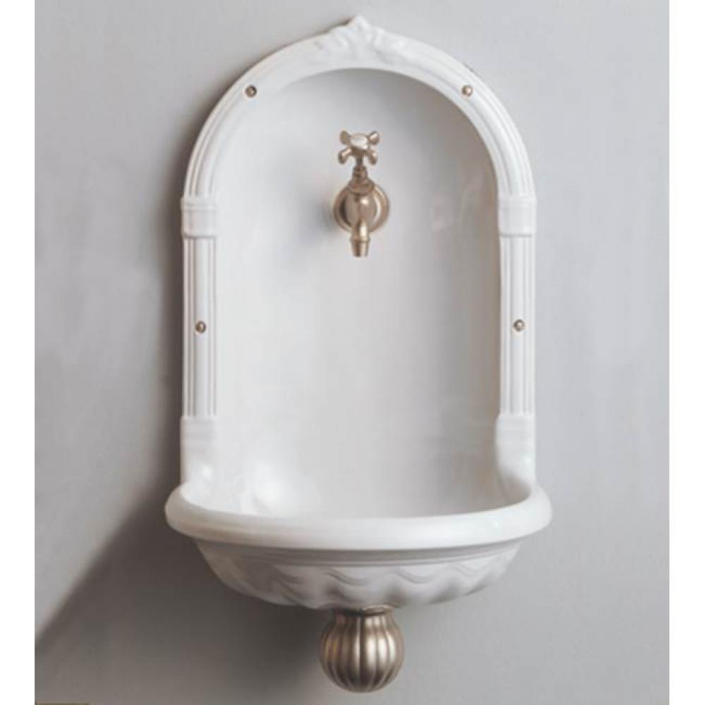 ''Niche'' Wall Mounted Earthenware Fountain Sink in White