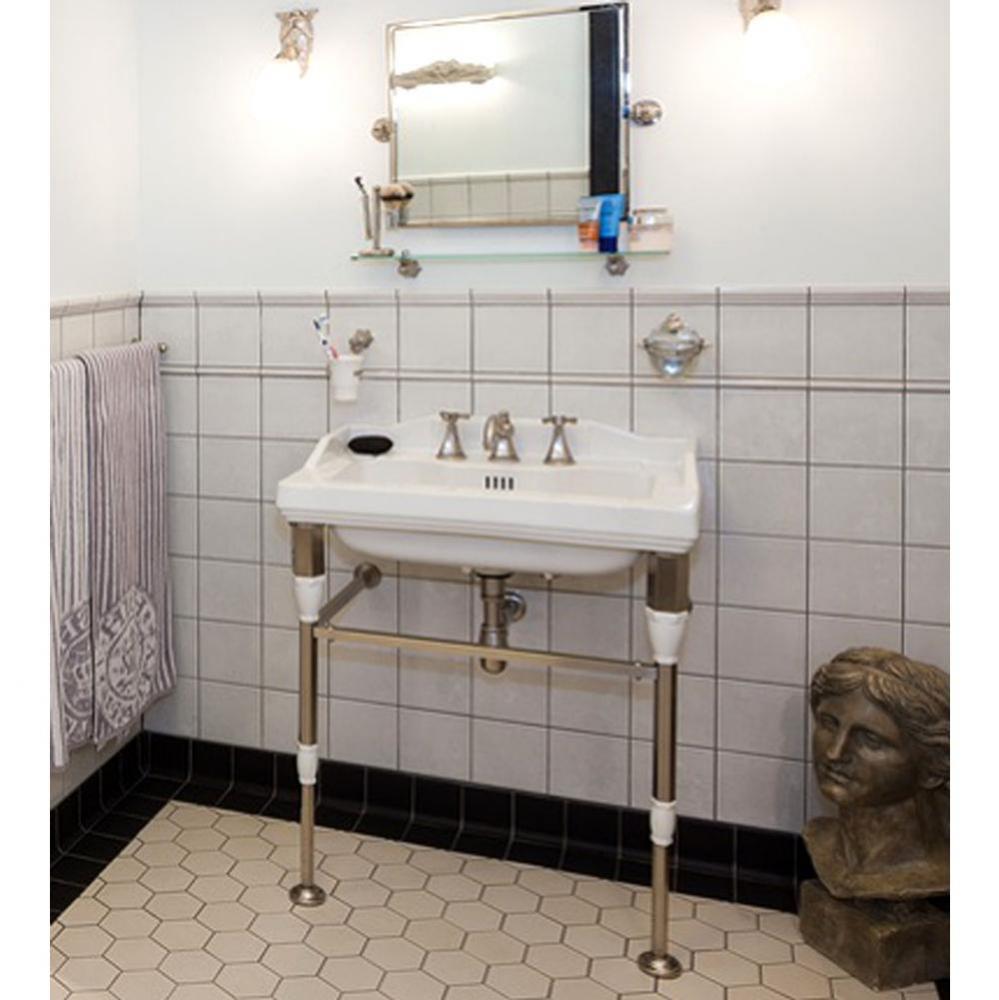 ''Monarque'' Metal Washstand With White Ceramic Accents Only in Antique Lacque