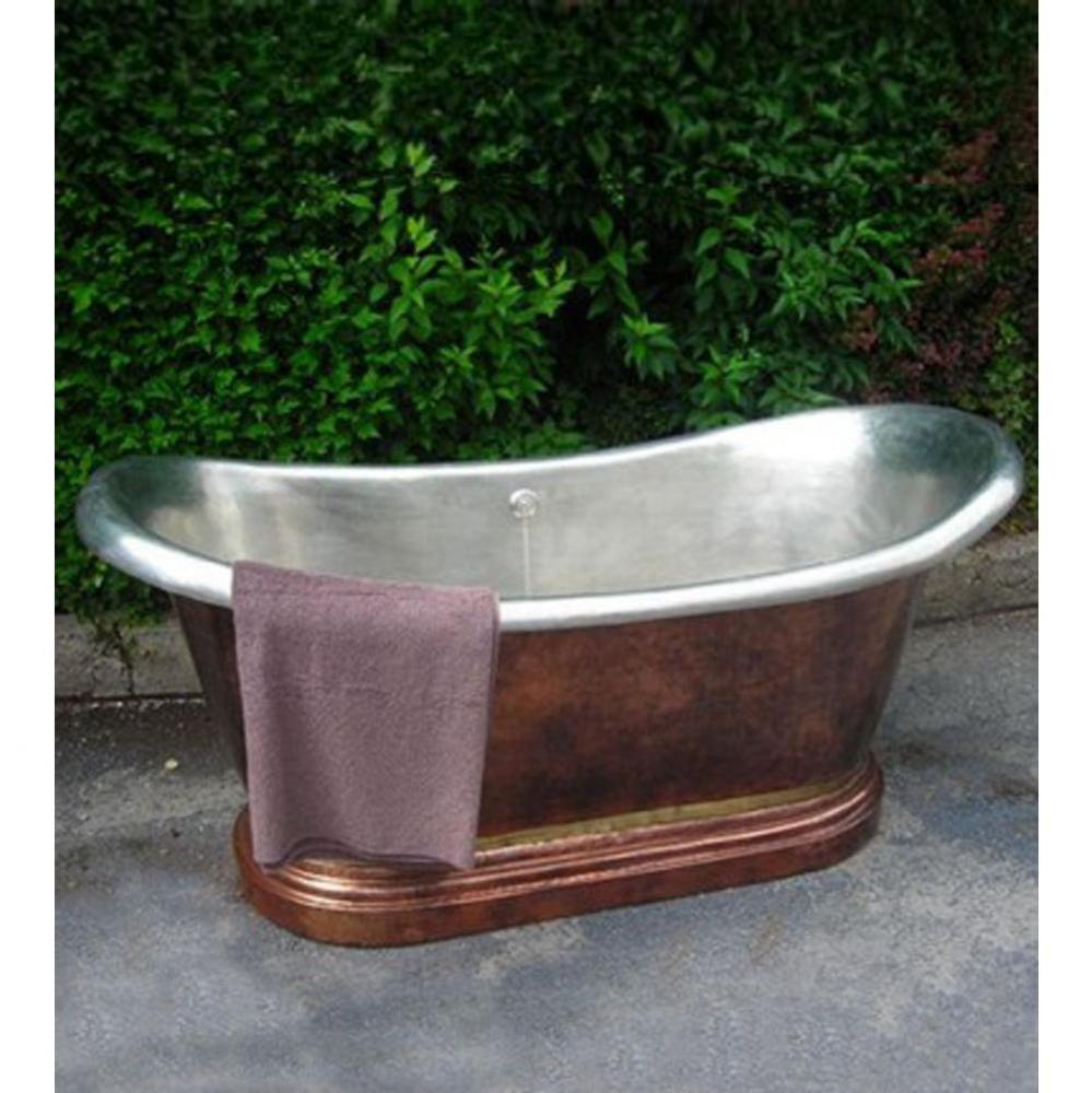 ''Medicis'' Copper Bathtub / Single wall in Pewter