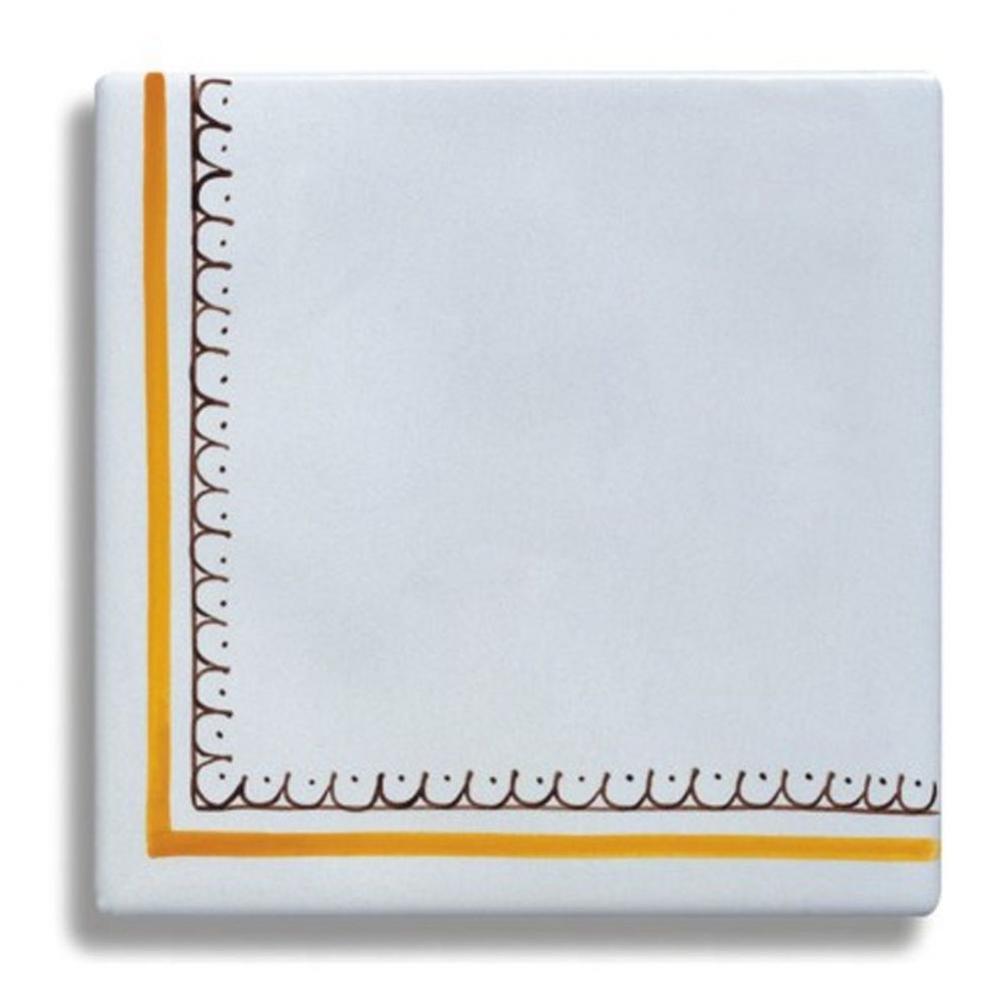 ''Duchesse'' Corner Border Pattern Tile in Moustier Polychrome
