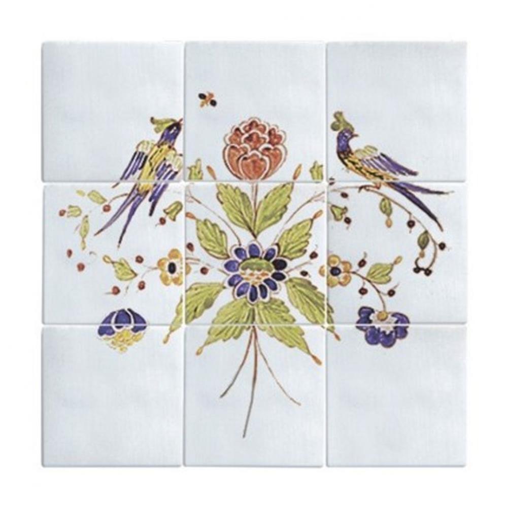 ''Duchesse'' Nine Tile Pattern Set in Moustier Polychrome