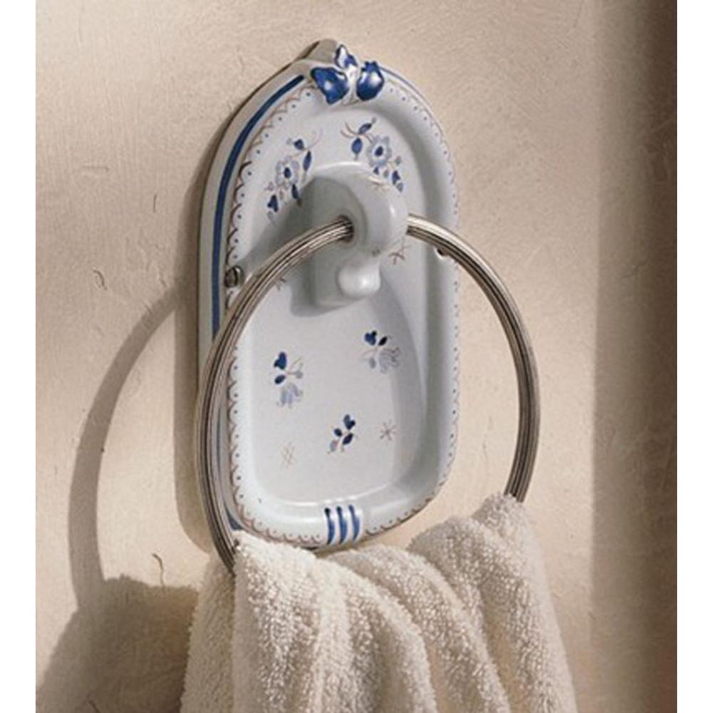 Towel Ring in White, Old Silver Ring