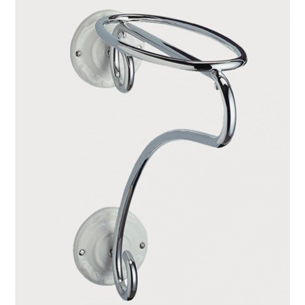 ''Charleston'' Art Nouveau Towel Holder Bar in Berain Bleu, Polished Brass