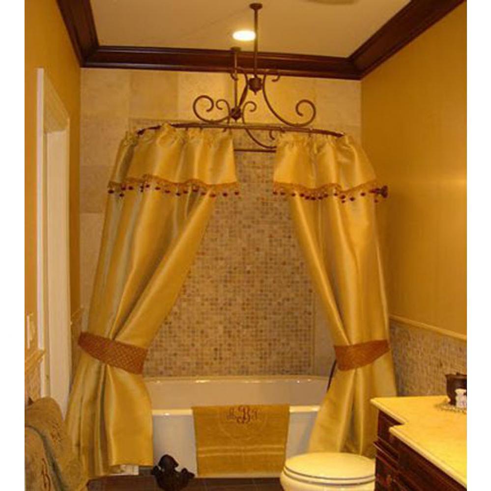''Art Nouveau'' Shower Curtain Bar with 2 ceiling mount supports and 1 wall mo