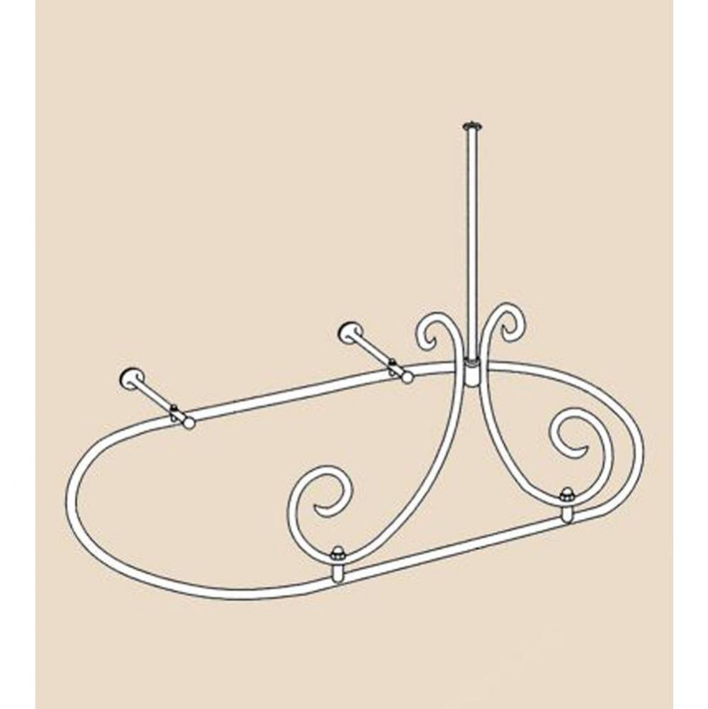 ''Art Nouveau'' Shower Curtain Bar with 1 ceiling and 2 wall support mount sup