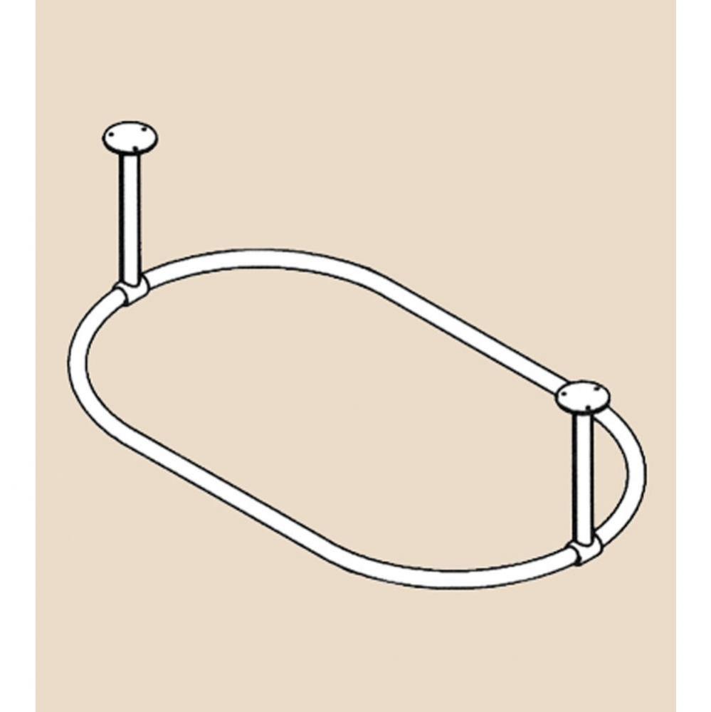 ''Art Nouveau'' Shower Curtain Bar with 2 ceiling mount supports in Polished C