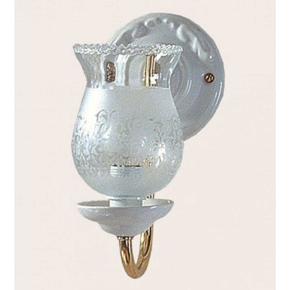 ''Charleston'' Wall Light in White, Polished Brass