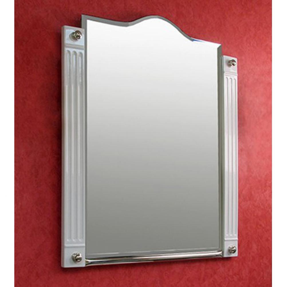 ''Monarque'' Mirror in White with French Weathered Brass Metal Trim