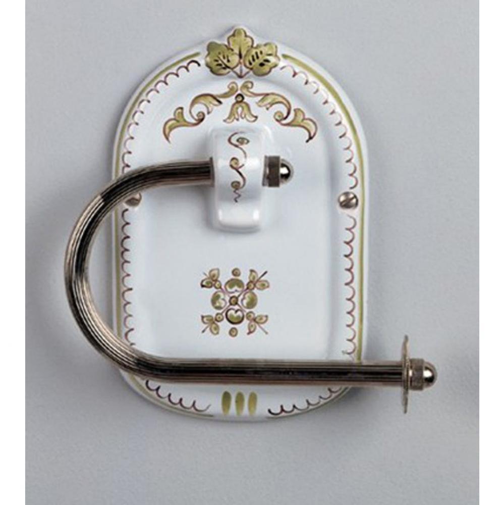 Toilet Tissue Holder in Berain Vert, Polished Brass
