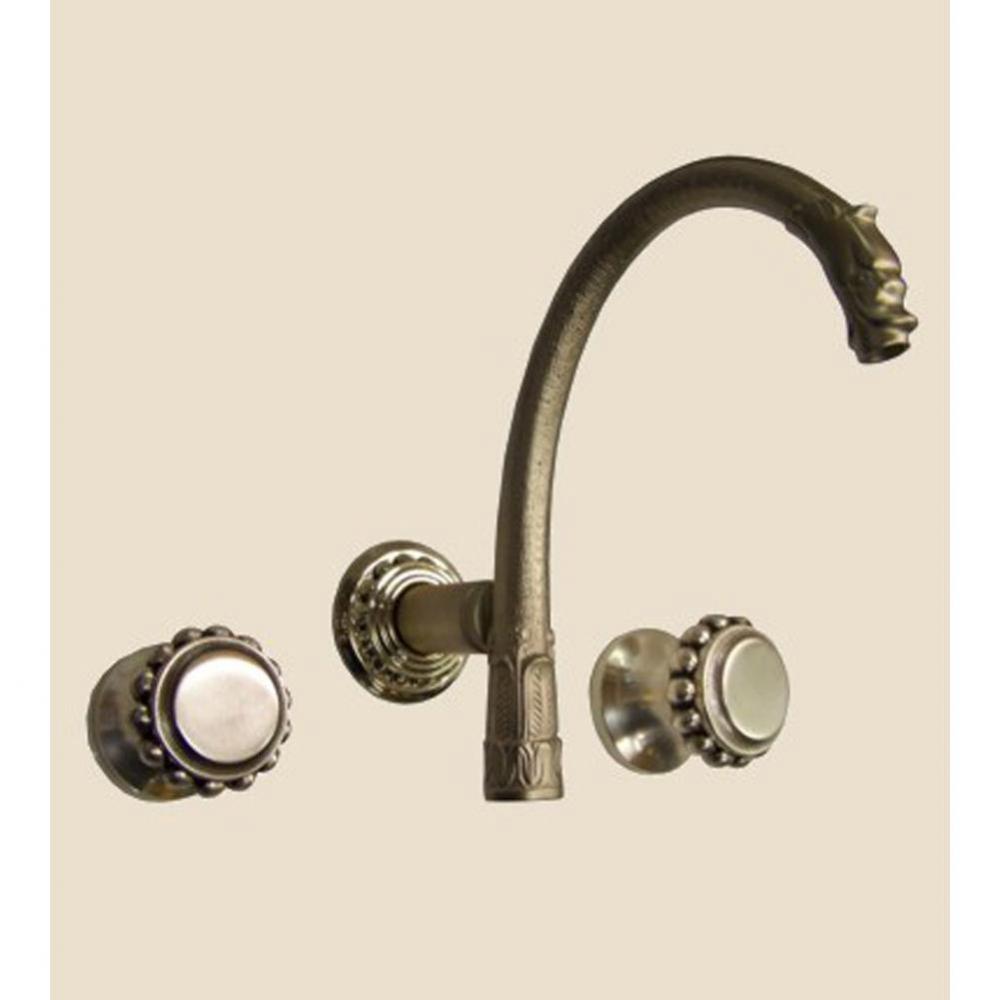 ''Pompadour'' Wall Mounted 3-Hole Set without Waste in Polished Brass