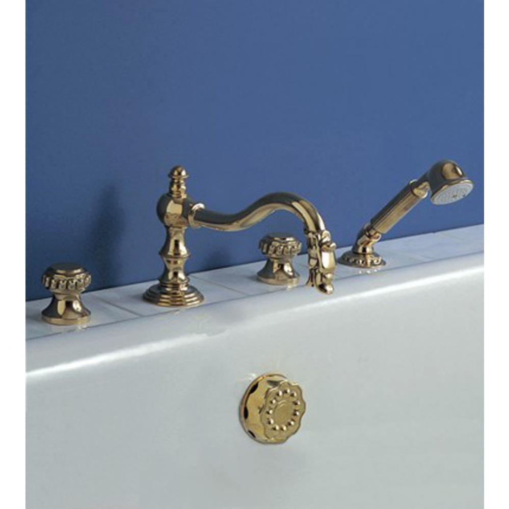 ''Pompadour'' 3-Hole Deck Mounted Roman Tub Set in French Weathered Brass