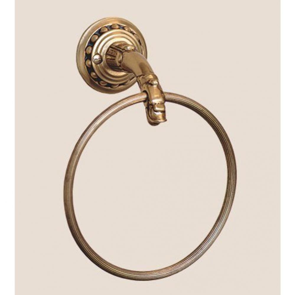 ''Pompadour'' 6'' Towel Ring in Polished Brass