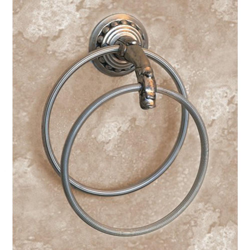 ''Pompadour'' Double Towel Ring in Polished Brass
