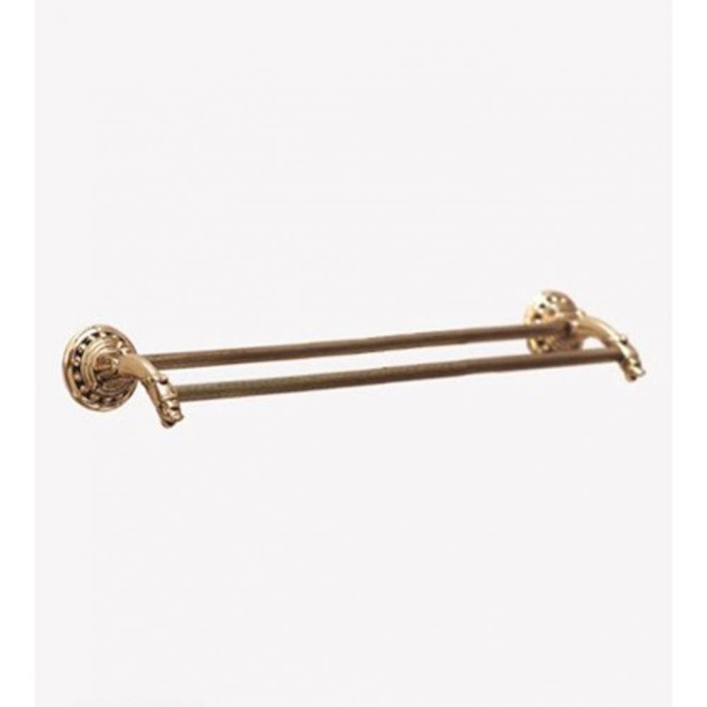 ''Pompadour'' 30-inch Double Towel Bar in Weathered Brass