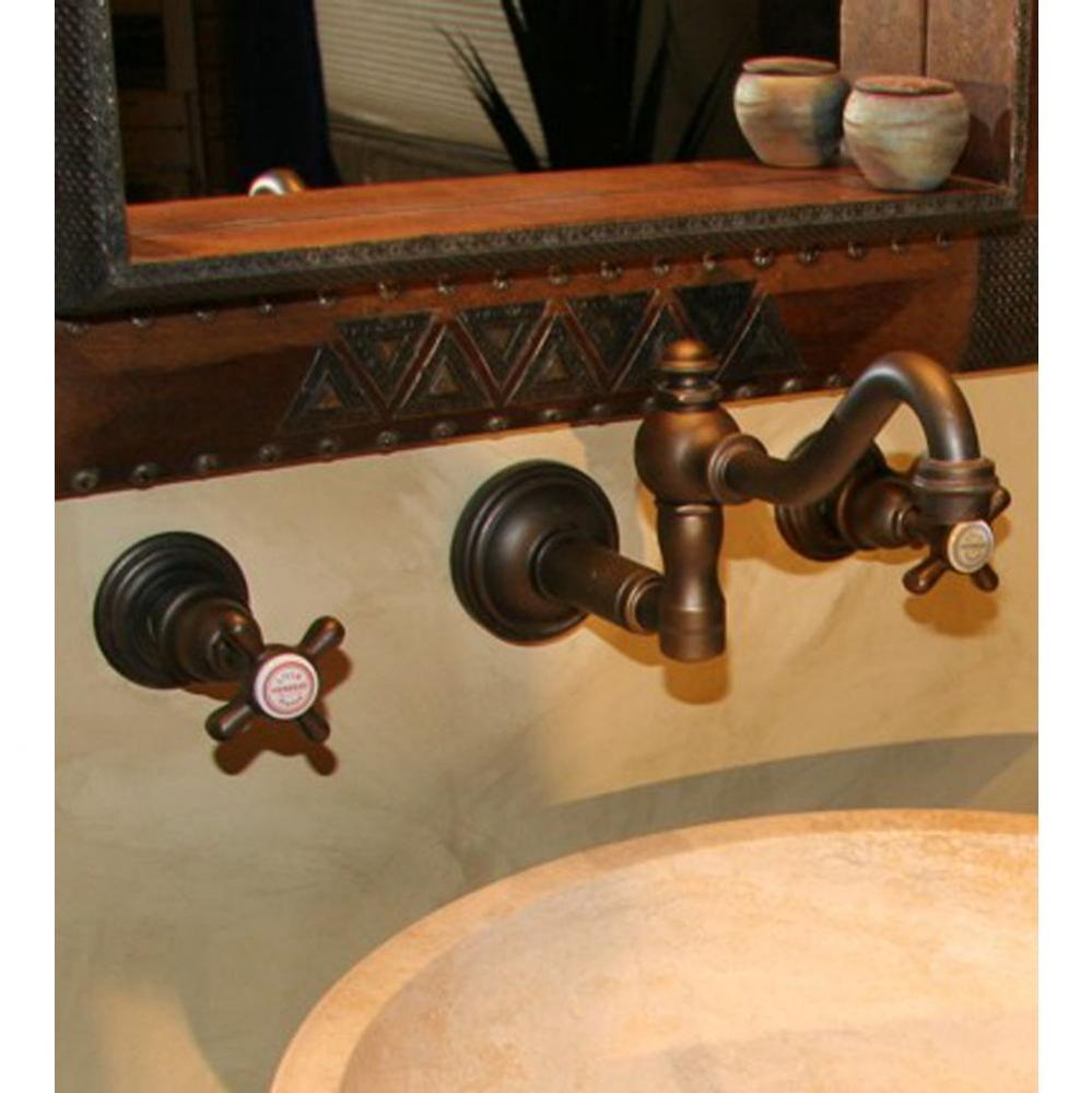 ''Royale'' Wall Mounted 3 Hole Set Without Waste in Weathered Brass