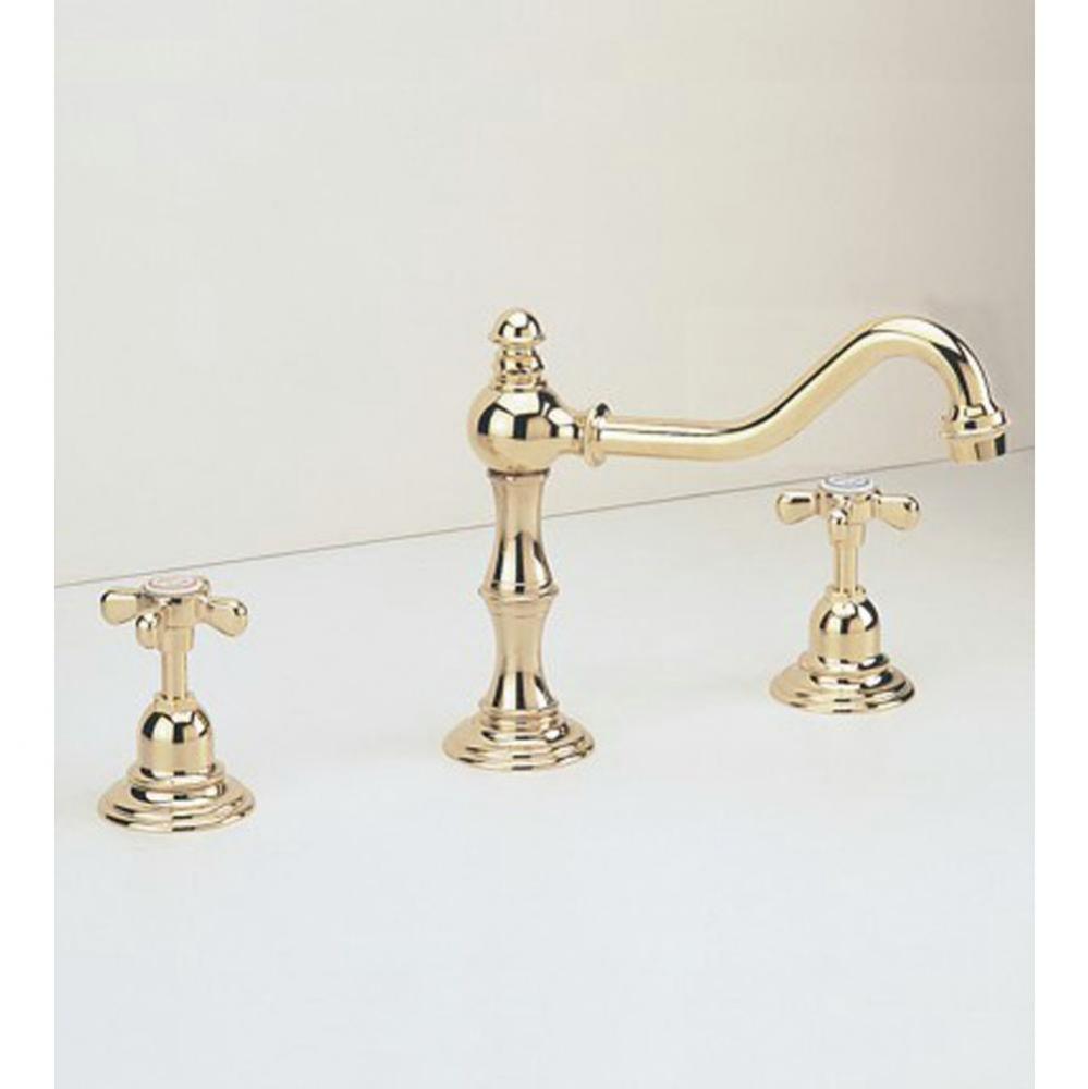 ''Royale'' Three-Hole Kitchen Mixer in Polished Brass