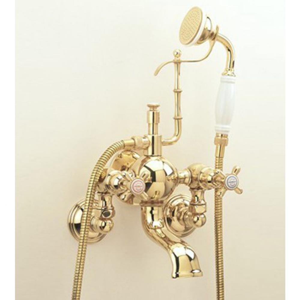 ''Royale'' Exposed Tub and Shower Mixer Wall Mounted in French Weathered Brass