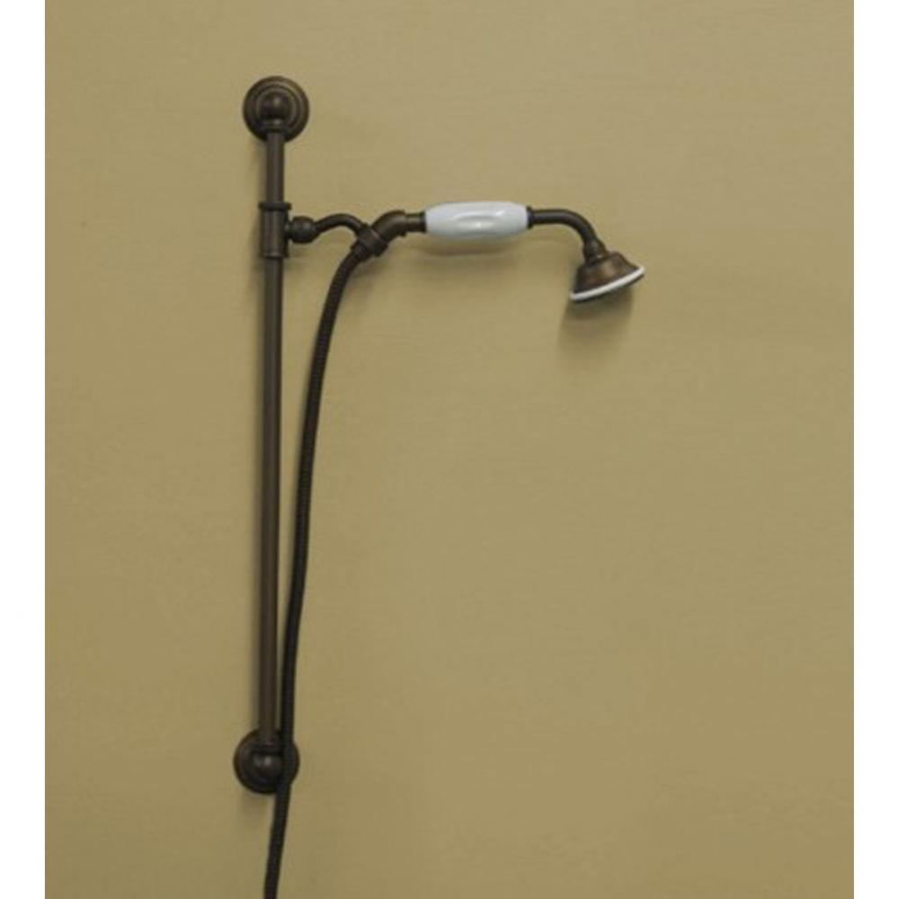 ''Royale'' Slide Bar with Personal Hand Shower in Weathered Brass