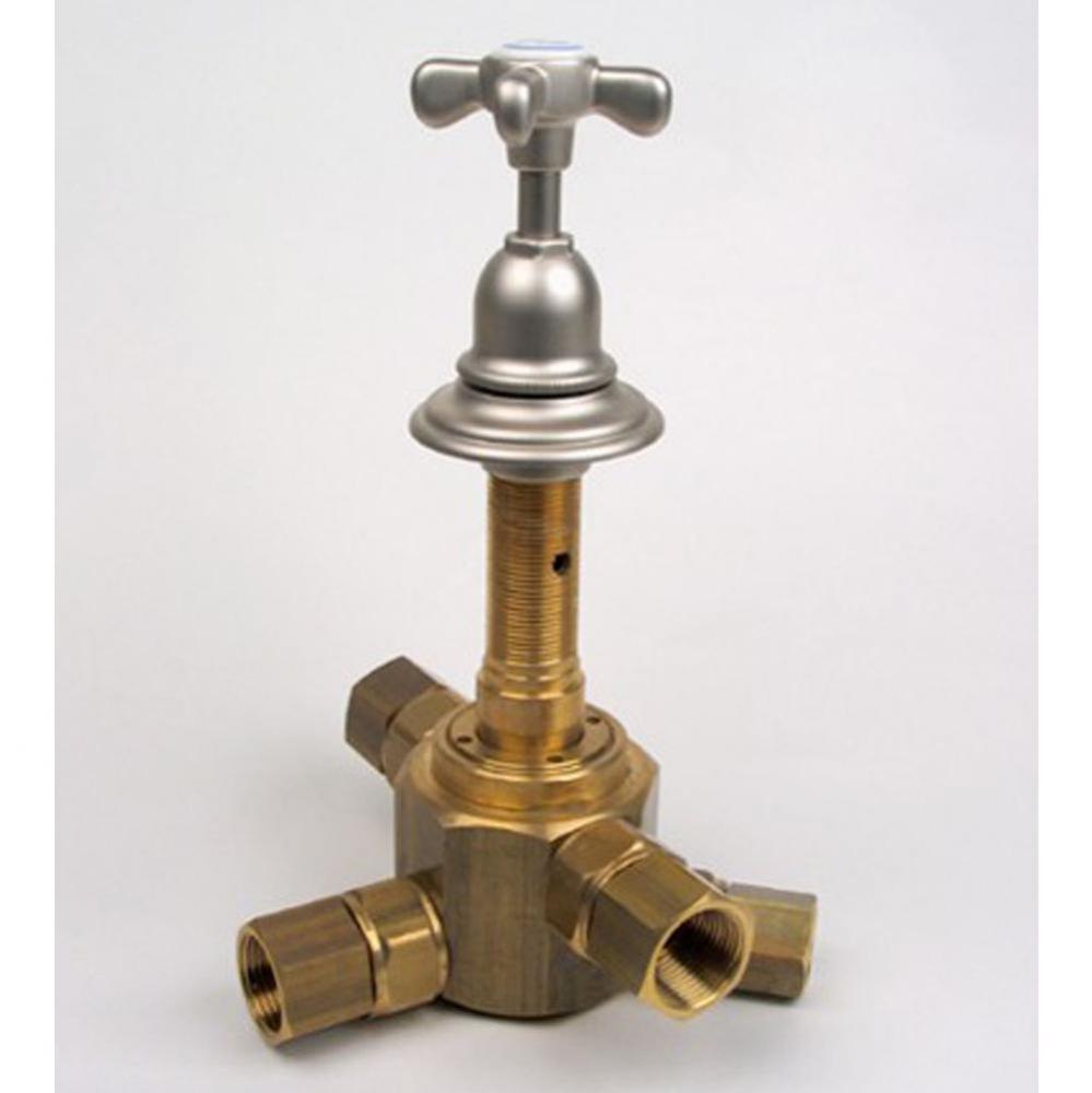 ''Royale'' Wall Mounted 4-Port Diverter Valve in Polished Brass
