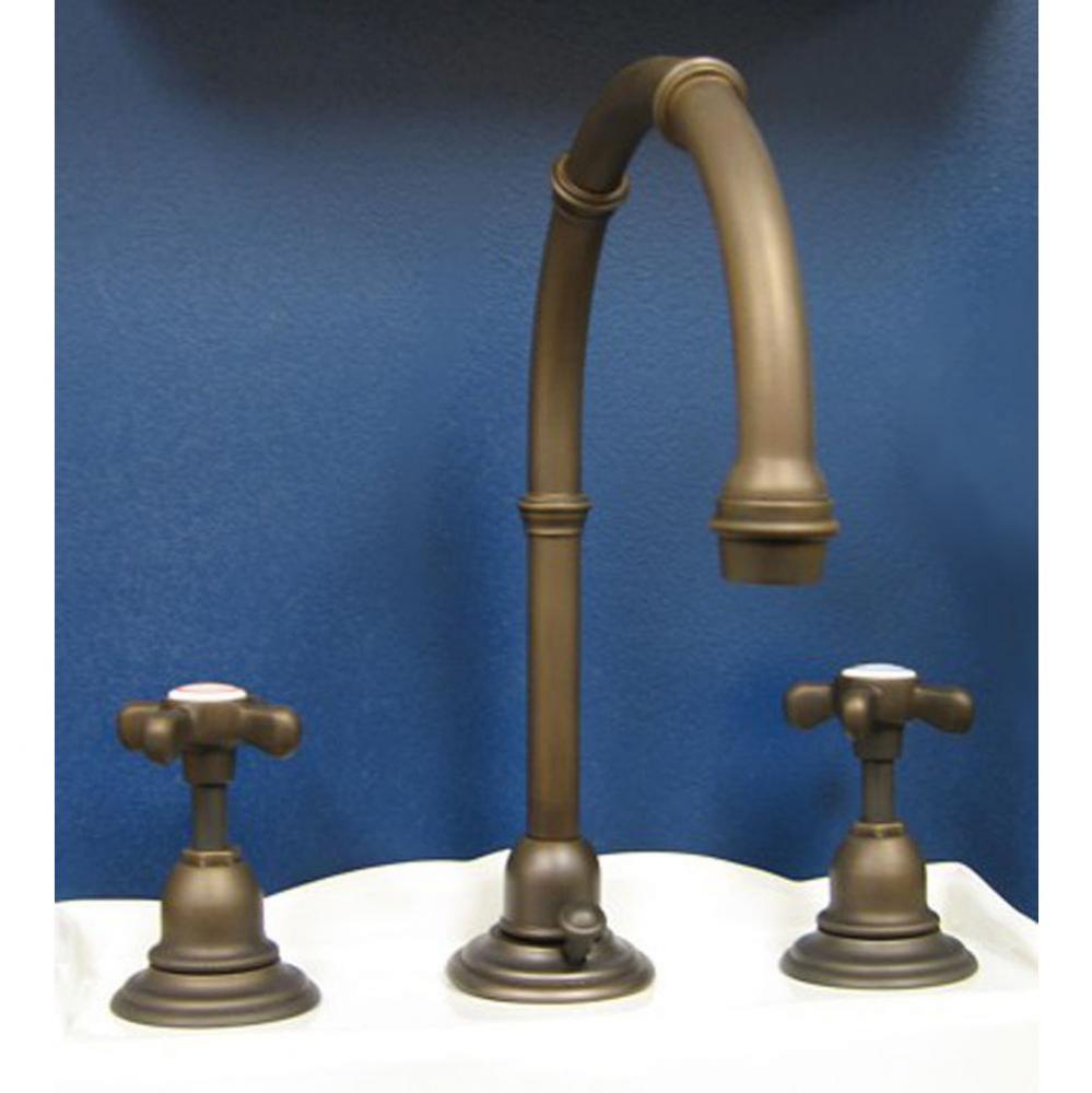 ''Royale'' High Arc Lavatory Set in Weathered Brass