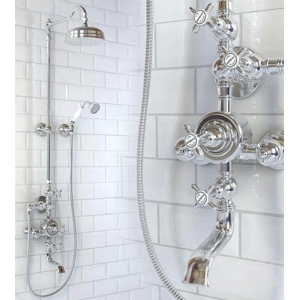 ''Royale'' Exposed Thermostatic Tub and Shower Set in Weathered Brass