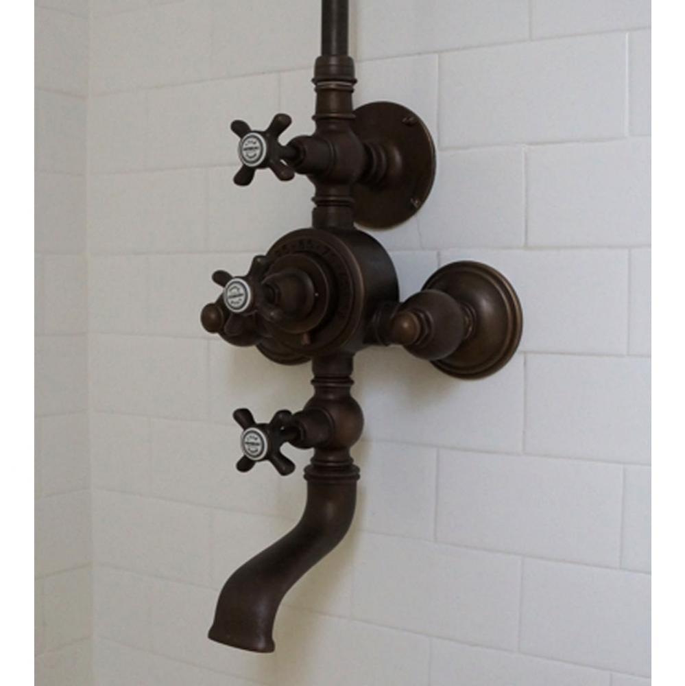 ''Royale'' Exposed Thermostatic Tub and Shower Set in Polished Brass