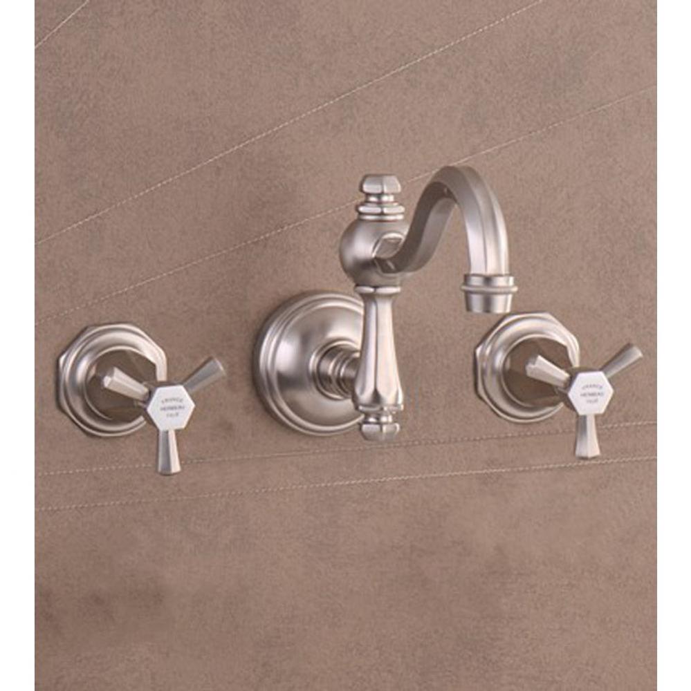 ''Monarque'' Wall Mounted 3-Hole Set without Waste in Weathered Brass