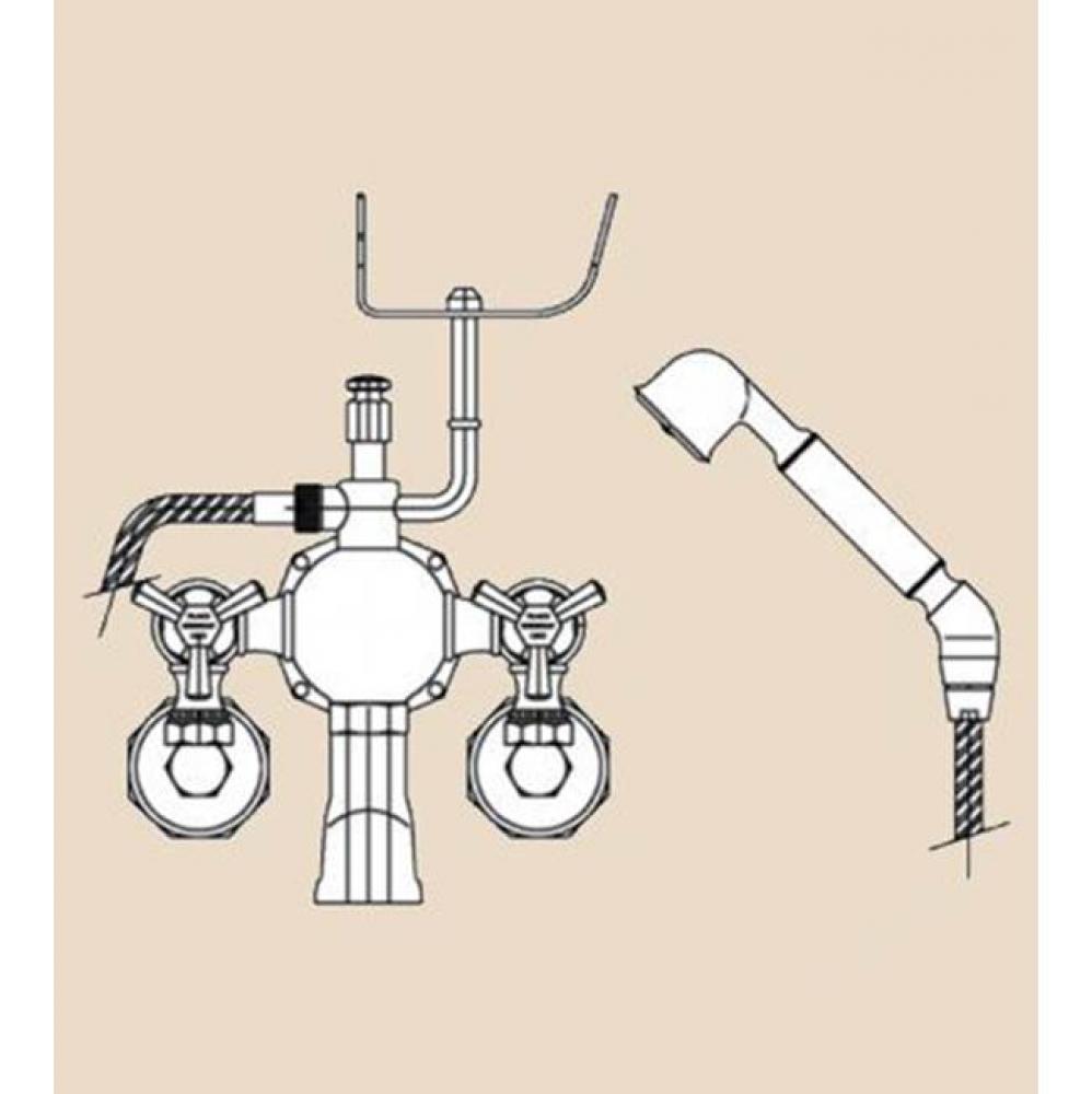 ''Monarque'' Exposed Tub and Shower Mixer Wall Mounted in Polished Brass