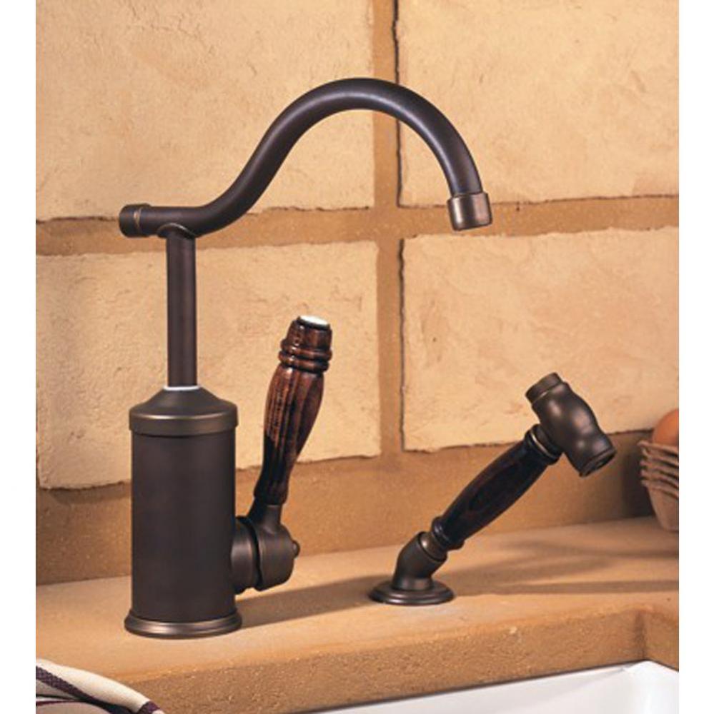 ''Flamande'' Single Lever Mixer with Ceramic Cartridge and Handspray in Wooden