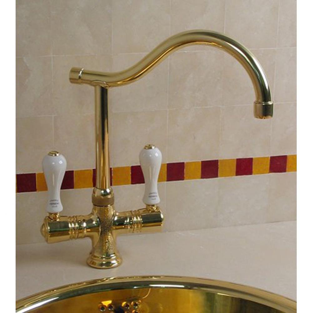 ''Ostende'' Single-Hole Mixer in White Handles, Polished