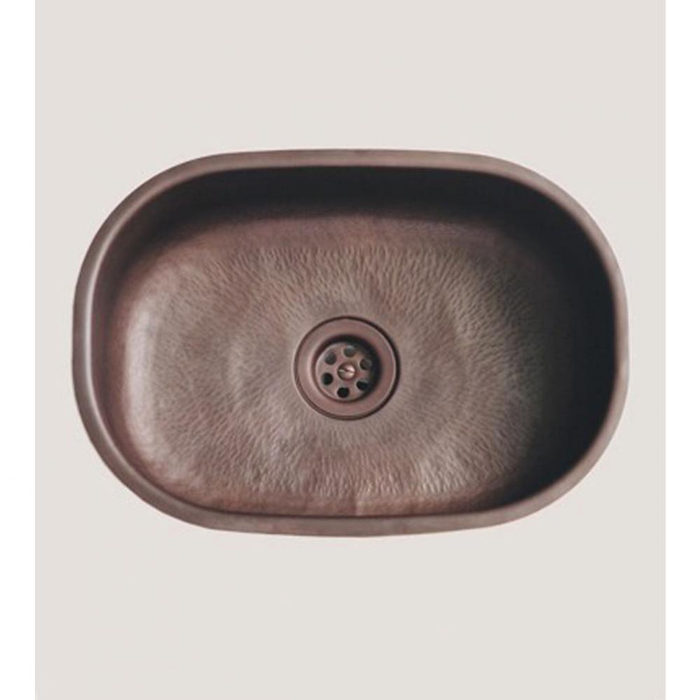 ''Seine'' Oval Bowl in Hammered Weathered Copper and Brass