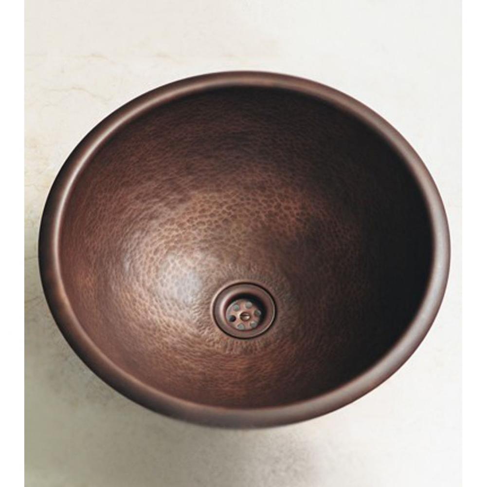 ''Rhone'' Round Bowl in Hammered Weathered Copper and Brass