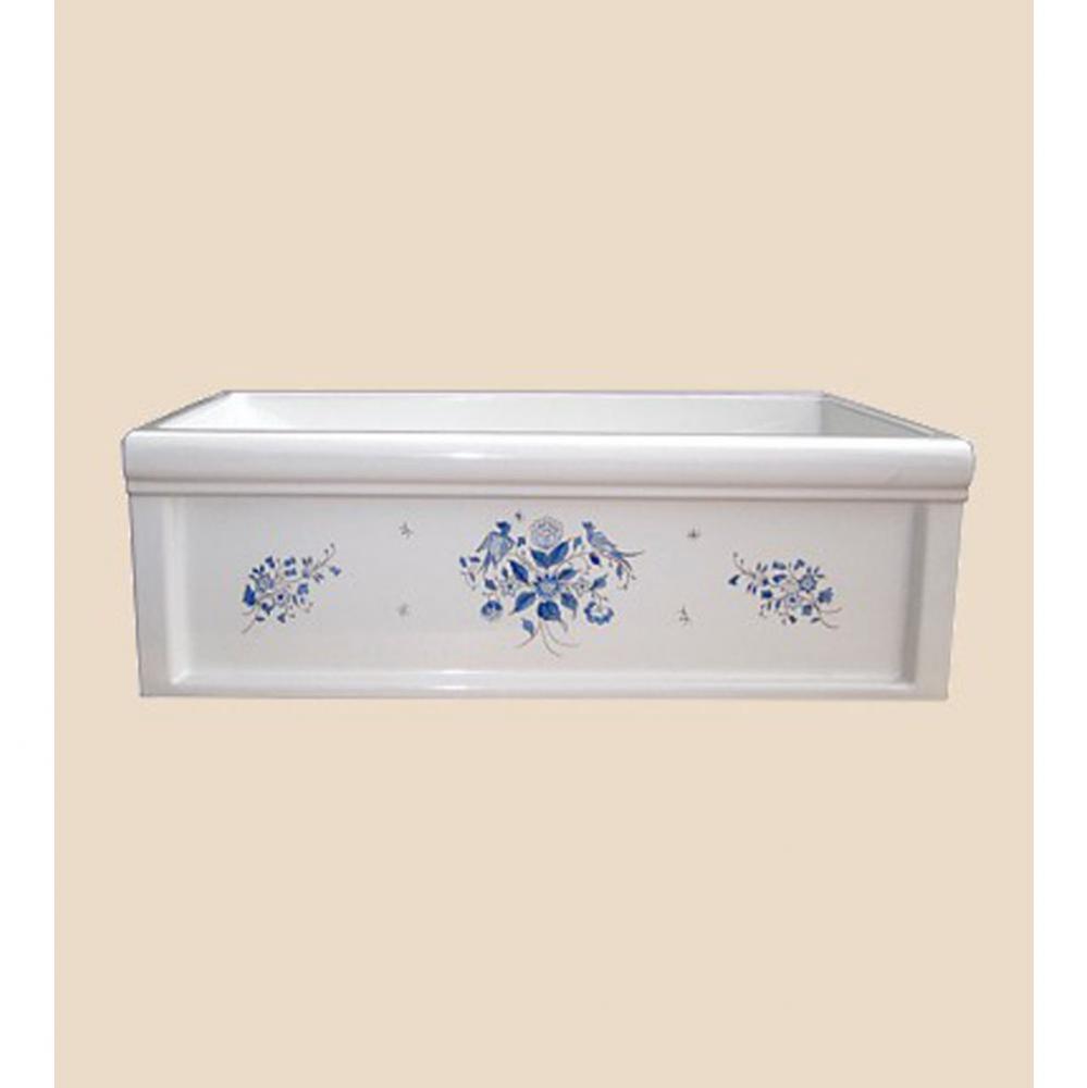 ''Luberon'' Fireclay Farm House Sink in Moustier Bleu, White background