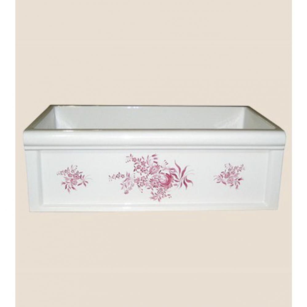 ''Luberon'' Fireclay Farm House Sink in Sceau Rose, White background