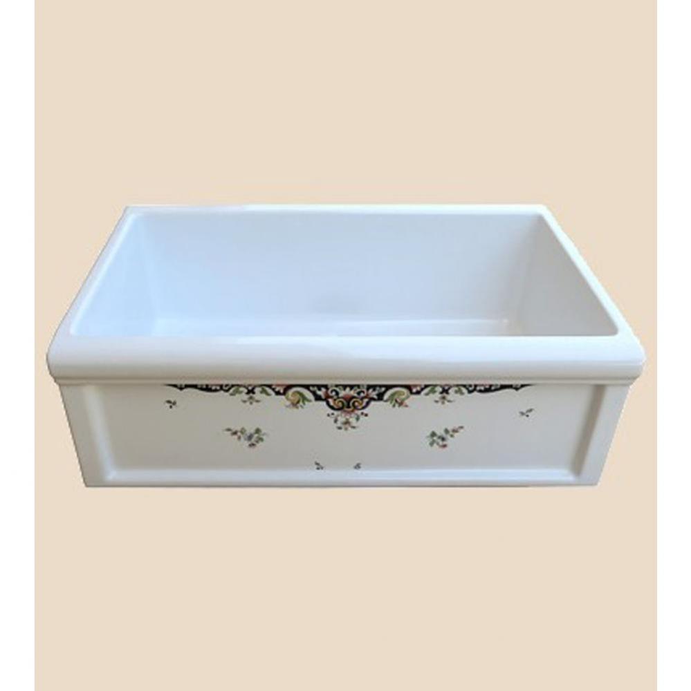 ''Luberon'' Fireclay Farm House Sink in Rouen Marly, French Ivory background