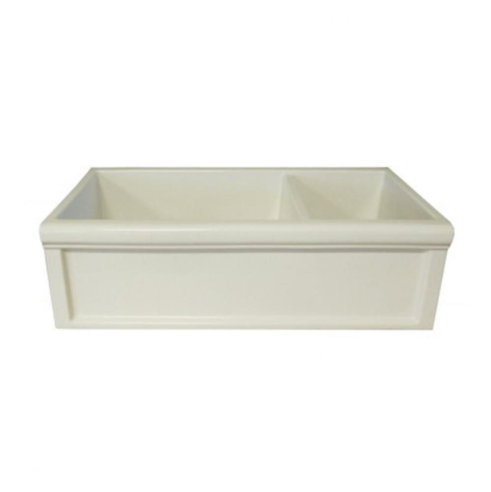 ''Luberon'' Fireclay Double Farm House Sink in French Ivory, No Handpaint